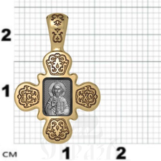 крест с образом господь вседержитель, серебро 925 проба с золочением (арт. 17.004)