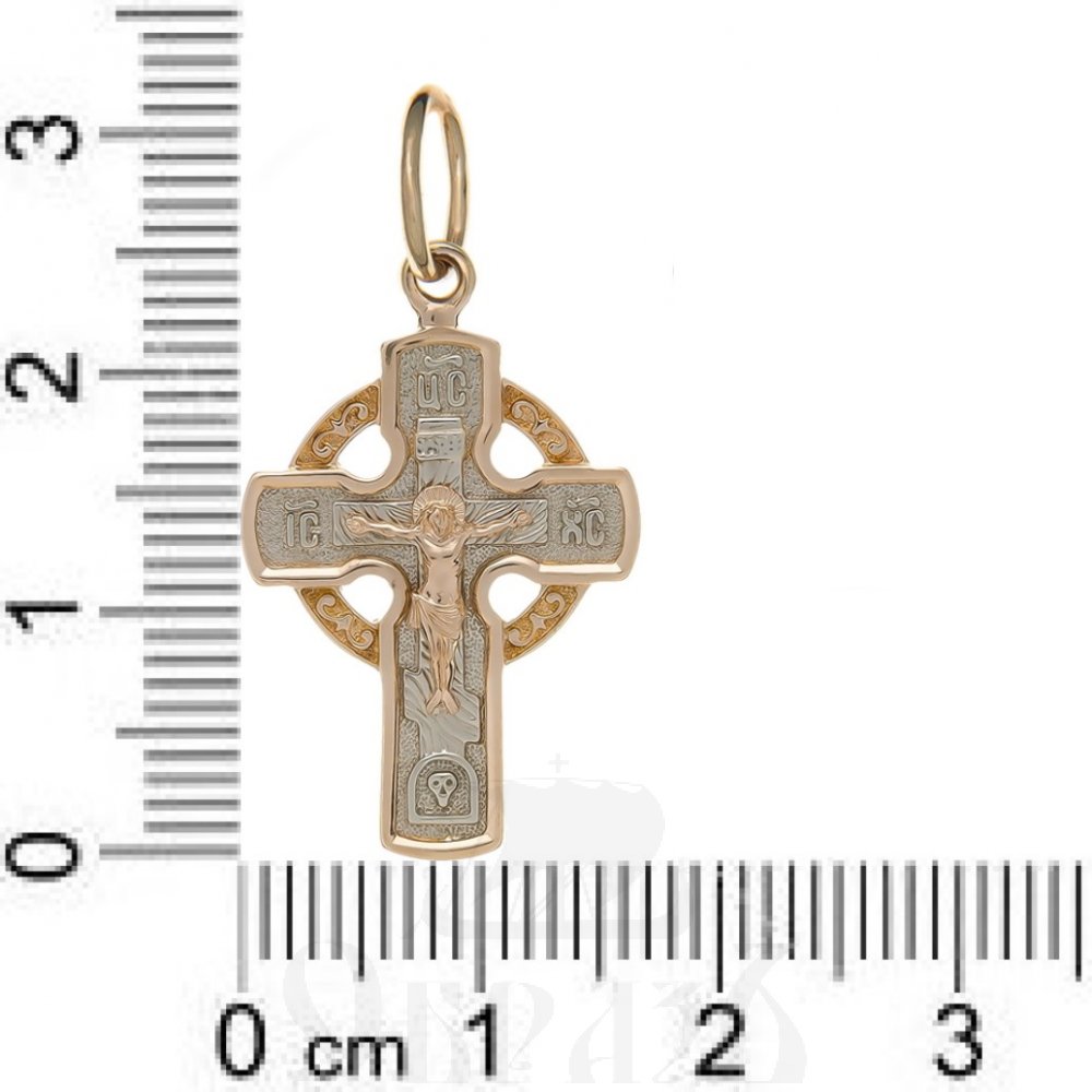 золотой новгородский крест с молитвой честному кресту, 585 проба красного и белого цвета (арт. п10103-з5кб)