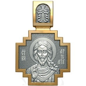 нательная икона св. великомученик артемий антиохийский, серебро 925 проба с золочением (арт. 06.056)