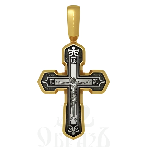 крест с иисусовой молитвой, серебро 925 проба с золочением (арт. 17.016)