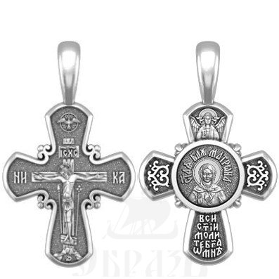 крест святая блаженная матрона московская, серебро 925 проба (арт. 33.102)
