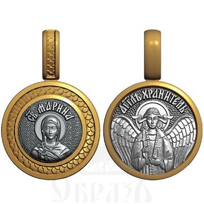 нательная икона св. великомученица марина (маргарита) антиохийская, серебро 925 проба с золочением (арт. 08.027)